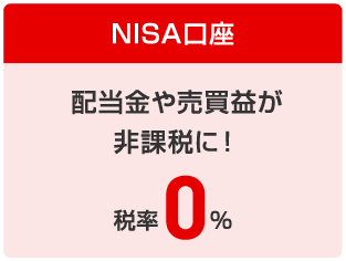 NISA口座　配当金や売買益が非課税に！　税率0％