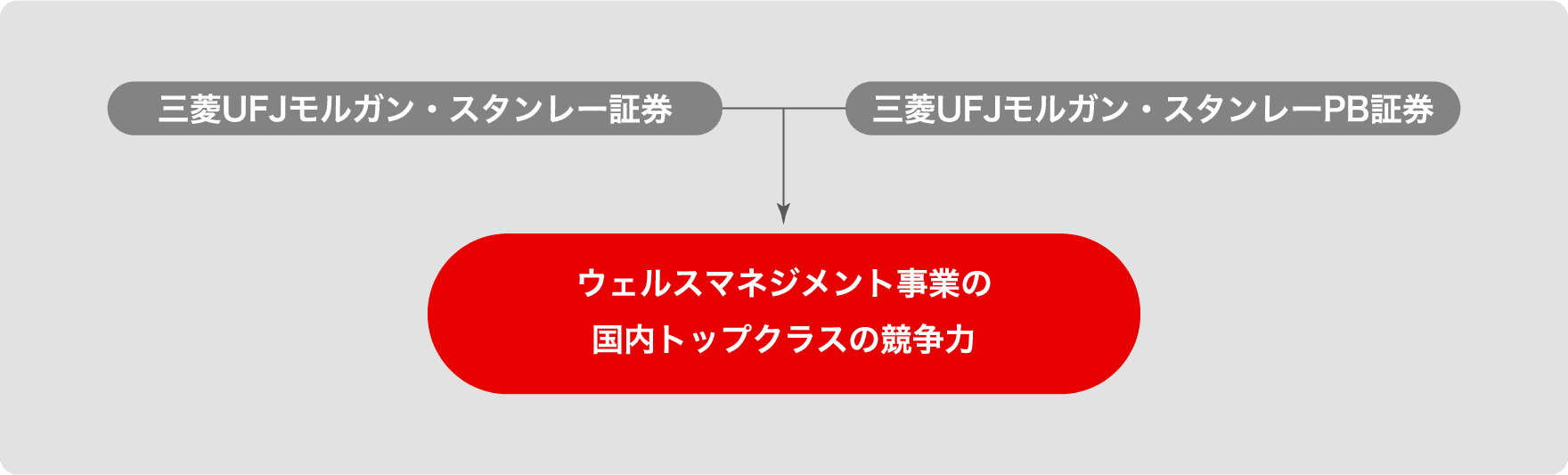 三菱UFJモルガン・スタンレー証券の広範な顧客基盤を支えるテクノロジーと旧PB証券のアドバイザリー型システムの融合の図