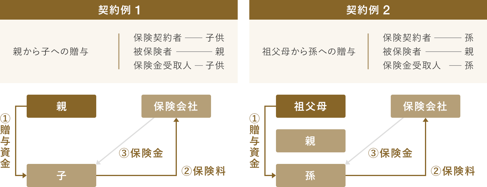 生前贈与と組み合わせた平準払終身保険の契約例