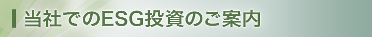 当社でのESG投資のご案内