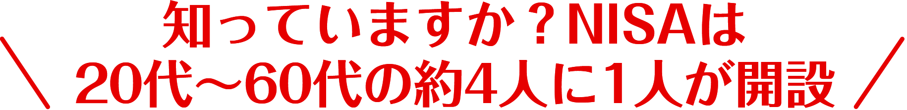 知っていますか？NISAは20代～60代の約4人に1人が開設