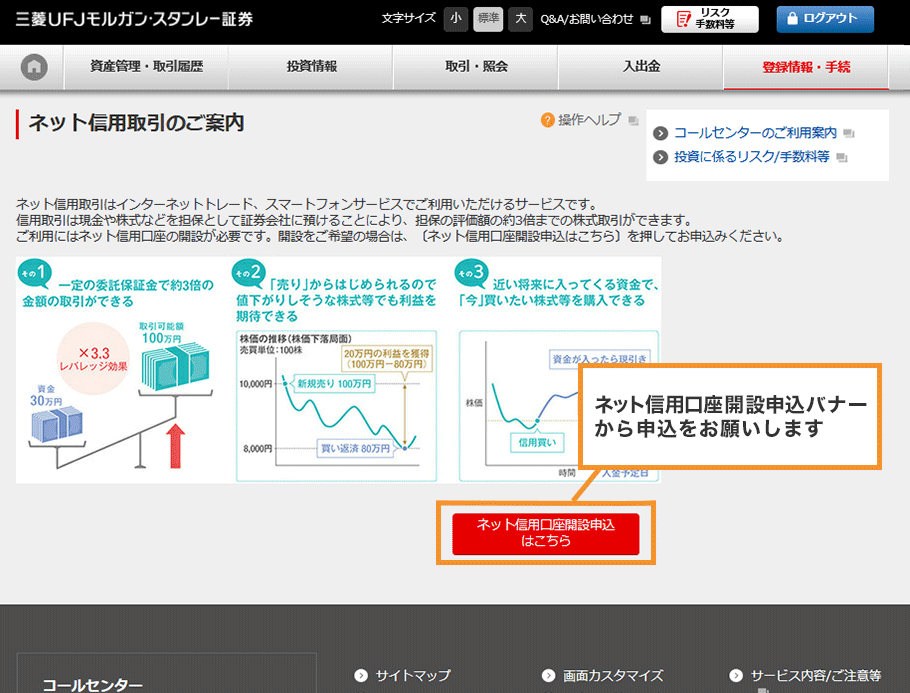 ネット信用取引口座の口座開設 ネット信用取引 三菱ｕｆｊモルガン スタンレー証券株式会社